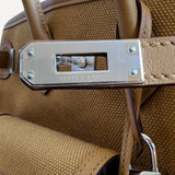 Bolsa Hermès Birkin 25 Cargo Desert/Sesame Toile Goeland com Ferragens Palladium