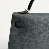 Bolsa Hermès Mini Kelly Epsom Gris Meyer com Ferragens Gold