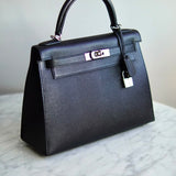 Bolsa Hermès Kelly 28 Sellier Epsom Noir com Ferragens Palladium