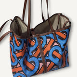Bolsa Burberry  Mini Monograma Print Tote Praia Azul e Laranja