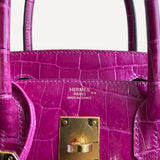 Bolsa Hermès Birkin 30 Rose Scheherazade Croco Niloticus Shiny com Ferragens Gold