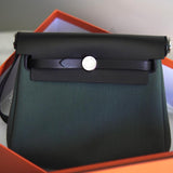 Bolsa Hermès Herbag Zip 20 Mangrove Noir com Ferragens Palladium