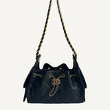 Bolsa Chanel 25 Mini Caviar Preta com Ferragens Douradas