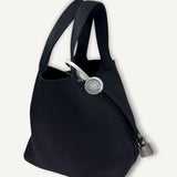 Bolsa Hermès Picotin 18 Clemence Bleu Caban com Ferragens Palladium