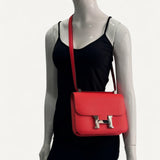 Bolsa Hermès Constance 24 Rose Texas com Ferragens Palladium
