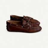 Mocassim Miu Miu Boat Shoes Em Couro Marrom Branqueado