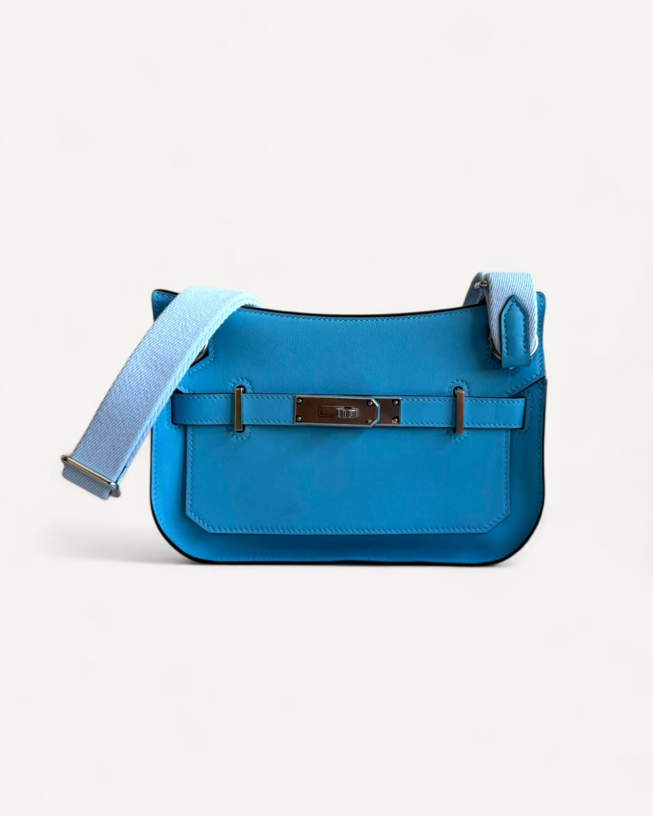 Bolsa Hermès Mini Jypsière Clemence Bleu Jeans Ferragens Palladium