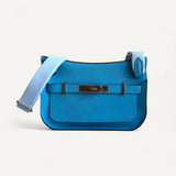 Bolsa Hermès Mini Jypsière Clemence Bleu Jeans Ferragens Palladium