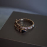 Pulseira Bvlgari Serpenti Viper Rose Gold com Pavê de Diamantes e Pedra em Ônix