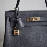 Bolsa Hermès Kelly 28 Togo Gris Misty com Ferragens Gold