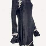Vestido Burberry Midi em Malha Preta com Elos Prateados