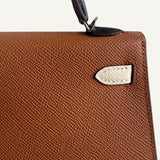 Bolsa Hermès Mini Kelly Epsom Tricolor Gold | Nata | Noir com Ferragens Palladium