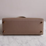 Bolsa Hermès Kelly 28 Epsom Etoupe com Ferragens Gold