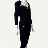 Vestido Moschino Preto com Botões Frontal