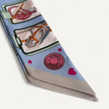 Twilly Hermès Hermes Story Blue Pale Rose Vert Scarf