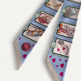 Twilly Hermès Hermes Story Blue Pale Rose Vert Scarf