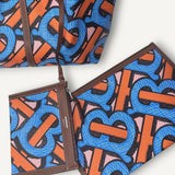 Bolsa Burberry  Mini Monograma Print Tote Praia Azul e Laranja