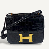 Bolsa Hermes Constance 18  Croco Com Ferragens Gold