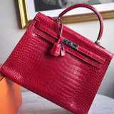 Bolsa Hermès Kelly 35 Crocodile Porosus Com Ferragens Palladium