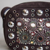 Bolsa Valentino Nellcotê Camurça Marrom com Ferragens Prata