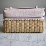 Bolsa Loro Piana Extra Pocket L27 Wicker Light Rose Com Ferragens Prateadas