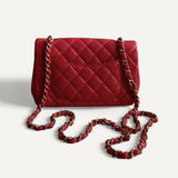 Bolsa Chanel Classic Flap Mini Rosa Coral com Ferragens Douradas