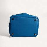 Bolsa Hermes Picotin 18 Togo Bleu France com Ferragens Gold