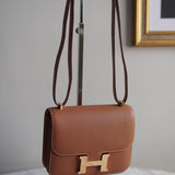 Bolsa Hermès Constance 18 Epsom Gold com Ferragens Gold