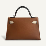 Bolsa Hermès Mini Kelly Epsom Tricolor Gold | Nata | Noir com Ferragens Palladium