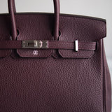 Bolsa Hermès Birkin 25 Togo Rouge Bordeaux Com Ferragens Palladium