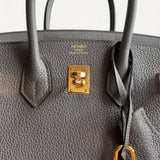Bolsa Hermès Birkin 25 Togo Gris Meyer com Ferragens Rosé Gold