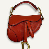 Bolsa Christian Dior Goatskin Micro Saddle Bag With Strap Bright Orange