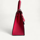 Bolsa Hermès Kelly Sellier 25 Rose Extrême com Ferragens Palladium