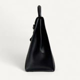 Bolsa Hermès Kelly 32 Calf Box Noir Vintage com Ferragens Gold