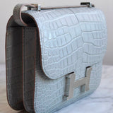Bolsa Hermès Constance 18 Alligator Gris Perle Com Ferragens Palladium