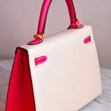 Bolsa Hermès Kelly 25 Epsom Craie | Rose com Ferragens Gold