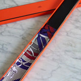 Twilly Hermès Mors a Jouets Silk & Lambskin Noir I Bleu I Caramel Longo