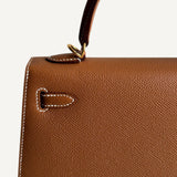Bolsa Hermès Kelly 25 Epsom Gold com Ferragens Gold