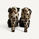 Sandália Dolce & Gabbana Leopard Print Fabric Ankle Strap Block Heel