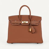 Bolsa Hermès Birkin 25 Togo Gold com Ferragens Gold