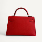Bolsa Hermès Mini Kelly Epsom Rouge Radieux com Ferragens Palladium