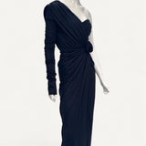 Vestido Dolce & Gabbana Preto Drapeado com Flor