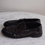 Mocassim Saint Laurent Le Lofer Couro de Hagfish Burgundy