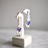 Brinco Em Ouro Branco 18K com Diamantes e Tanzanitas