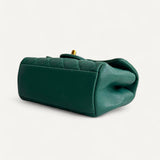 Bolsa Chanel Mini Flap Trapezio Top Handle Crossbody Verde com Ferragens Douradas