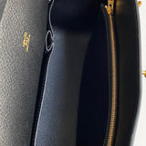 Bolsa Hermès Jypsiere Noir com Ferragens Gold