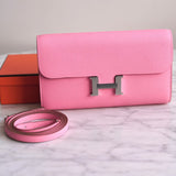 Bolsa Hermès Constance Wallet To Go Epsom Rose Azalee com Ferragens Palladium