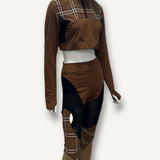 Conjunto Burberry Sports Xadrez com Detalhes em Tule Preto