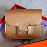 Carteira Hermès Constance Slim GoatSkin Chevre Dore com Ferragens Gold