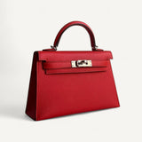 Bolsa Hermès Mini Kelly Epsom Rouge Radieux com Ferragens Palladium